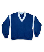 Vintage 90s Sweatshirt Varsity Preppy Tennis V-Neck Sweater Mens Sz M Po... - £19.45 GBP