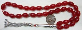 Prayer Worry Beads Genuine Indian Ruby &amp; Sterling Rare Oval Cut - Collector&#39;s - £551.36 GBP