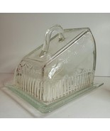 1996 THT HEAVY GLASS ANGLED CHEESE DISH WITH LID - $74.80