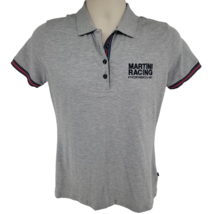 Martini Racing Porsche Polo Shirt Womens M Gray Logo Stripes Short Sleeve - £19.51 GBP