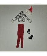 VTG Barbie Fashion Avenue Winter Outfit Black Zebra Print Jacket Red Pan... - £15.65 GBP