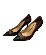 Coach Womens Bowery Burgundy Maroon Black Point Toe Kitten Heel Pumps Si... - £19.10 GBP