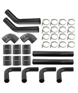 2.5&quot; Universal Aluminum Intercooler Piping Pipe Kit+Silicone Hose+T-Bolt... - £75.97 GBP