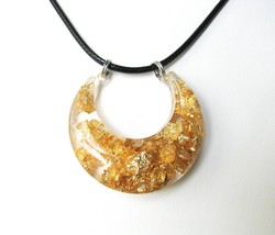 Resin Swag Gold Foil pendant Necklace casual Fashion Jewelry For women - £16.78 GBP