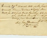 1814 Hand Written and John Dobbins Signed Receipt Mount Holly New Jersey  - $37.62