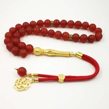 Natural Frosted red agates Tasbih Everything is new Muslim misbaha Man&#39;s bracele - £70.71 GBP