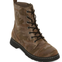 Arizona Women&#39;s Queen Combat Boots Size 8 Med Green Brown Camo Color Flat Heel - £38.91 GBP
