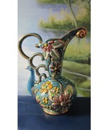 H Bequet Quaregnon TURQUOISE AND GOLD Pitcher Vase Made in Belgium 323 - €90,34 EUR