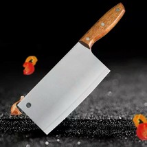 Ergonomic Wooden Handle Chopping Meat Cleaver Slicing Butcher Kitchen Knife - £11.78 GBP
