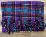 Vintage Plaid Red, Black, Green, Purple &amp; Orange Pendleton Wool Blanket ... - $75.99