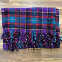 Vintage Plaid Red, Black, Green, Purple &amp; Orange Pendleton Wool Blanket ... - £60.56 GBP