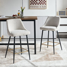 Beige Swivel Bar Chair Bar Stool And Metal Modern High Bar Furniture Set of 2 - £119.80 GBP