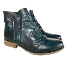 Miz Mooz Shoes Ankle Boots Blue Leather Zip Pleated Womens (EU 41) US 9.5 - 10 - £36.27 GBP