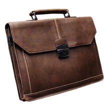 Vintage Men&#39;s Bag Crazy Horse PU Leather File Briefcase Men Messenger Bags - £68.36 GBP