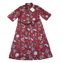 NWT Diane Von Furstenburg Floral Midi in Canton Bordeaux Cotton Shirt Dress P - £93.41 GBP