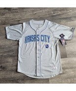 New Kansas City KC Royals Gray Adult Lg Stitched MLB Baseball Jersey Blu... - $744.78 MXN