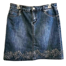 Size 10 Westport Floral Cutout Denim Blue Jean Skirt - £20.16 GBP