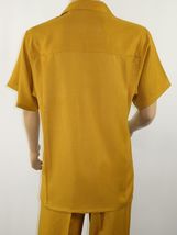 Men 2pc Walking Leisure Suit Short Sleeves By DREAMS 255-27 Solid Mustard image 4