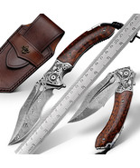 NEWOOTZ Japanese VG10 Damascus Steel  Snake wood Handle Pocket Folding K... - $215.18 CAD