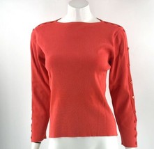 One Girl Who... Womens Sweater Sz Large Coral Button Detail Sleeves Stre... - £18.72 GBP