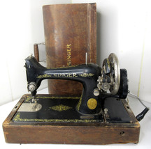 Antique 1926 Singer 99 Hand Crank Sewing Machine w/ Wooden Case Works Se... - $118.75