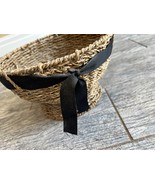 Wicker woven basket flower vase Black  Bow Gift Idea Home Decor Boho Cot... - $20.49 CAD
