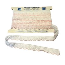 Vintage Lingerie Stretch Panty White Floral Lace W Pink Edge Roll 3yds 1.5” Trim - £22.41 GBP