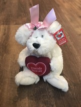 Ganz Message Teddy Bear White w/ Red Heart "Friends Forever" 12" Long - $12.57
