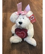 Ganz Message Teddy Bear White w/ Red Heart &quot;Friends Forever&quot; 12&quot; Long - £9.88 GBP