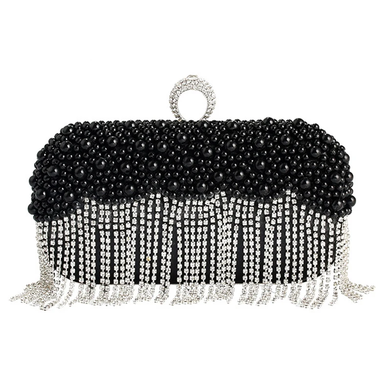 Evening Clutch With Finger Ring s    Handmade Style Party Handbags Tel Women Bea - £74.06 GBP