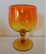 Blenko Large Goblet Compote Tangerine Amberina MCM Pedestal Bowl Art Gla... - $62.38