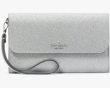 Kate Spade Glimmer Boxed Medium Flap Wristlet Silver Wallet KE447 NWT $1... - $59.39