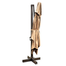 13&#39; Tan Polyester Rectangular Tilt Cantilever Patio Umbrella With Stand - $17,982.51 MXN