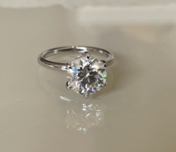 Solitaire 2.00Ct Round Cut Moissanite Engagement Ring 14k White Gold in Size 5 - £222.59 GBP