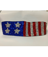 Sequin cummerbund  USA on sides Patriotic stars red blue silver  flag - $31.99