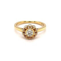 0.8 Carat Round Cut Halo Floral Style Minimalist Engagement For Anniversary Gift - £91.06 GBP