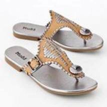 Womens Sandals Mudd Brown Monroe Metallic Thongs Flat Shoes NEW $45-size 6 - £15.03 GBP