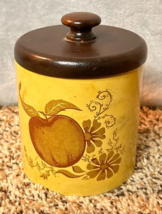 Vintage Ransburg Hand Painted Canister wood lid apple daisy - £12.17 GBP