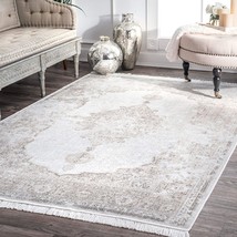 Nuloom Cantrell Vintage Medallion Area Rug, 7 Ft 6 In X 9 Ft 6 In, Ivory - £158.02 GBP