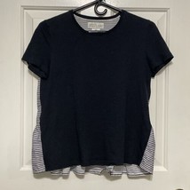 Kate Spade Broome Street Peplum Tee T Shirt Black Front Striped Back Size Small - £11.19 GBP