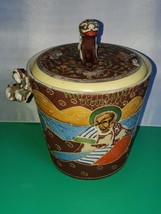 Antique Early 1900s Japanese Pottery Jar 3 Kings Maji Fu Dogs Ice Bucket Japan - £53.53 GBP