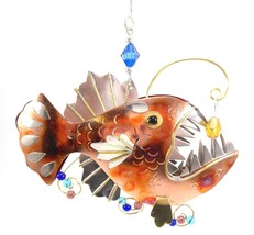 Angler Fish Anglerfish Ocean Ornament Metal Fair Trade Pilgrim Imports New - $24.70