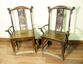 Antique Chinese High Back Arm Chairs (5799) (Pair), Circa 1800-1849 - £808.47 GBP