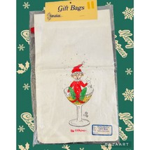 Elf Sprite Wine Cloth Gift Bag Vintage 1960&#39;s 100% Cotton With Tie NOS - $16.82