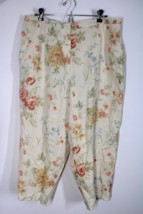 Vtg 90s Talbots 18WP 100% Linen Floral Cropped Pants - £29.71 GBP