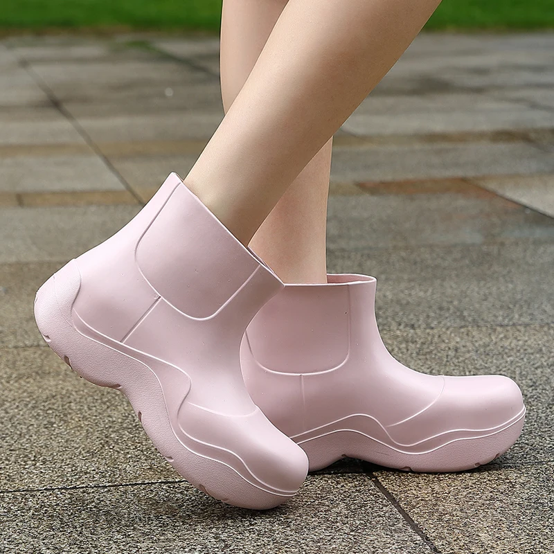 2024    Women Men Rain Boots Ladies Wal Waterproof Ankle Chelsea Boots Casual Th - £189.19 GBP