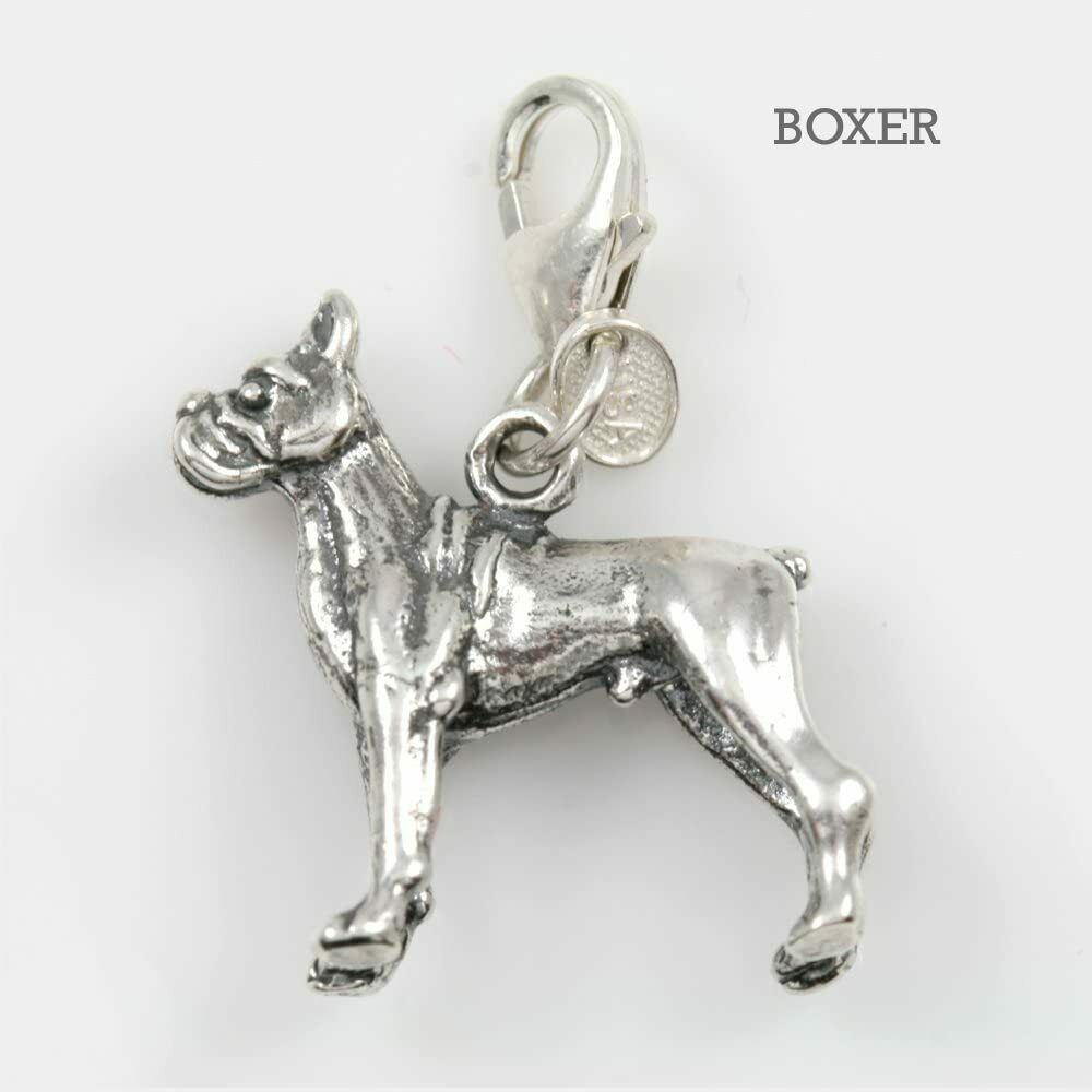 Boxer Dog Charm 3-d Solid Sterling Silver - $47.52