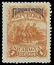 1892 NICARAGUA Stamp - Overprint &quot;Franqueo Oficial&quot; 1c SC# O21 C59 - £1.16 GBP