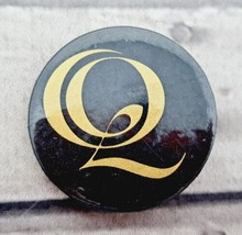 Letter Q Initial Monogram Pinback Button Personal Name Black and Gold - £3.39 GBP