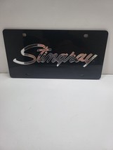 Chevrolet Corvette Black Stainless Steel Stingray Retro Script License Plate - $39.59
